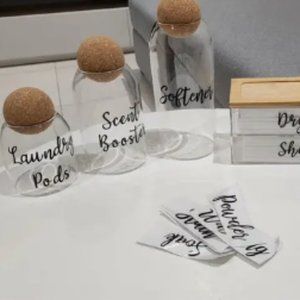 1 Set Laundry Bottles Dryer Sheets Label Vinyl Stickers, Removable Waterproof
